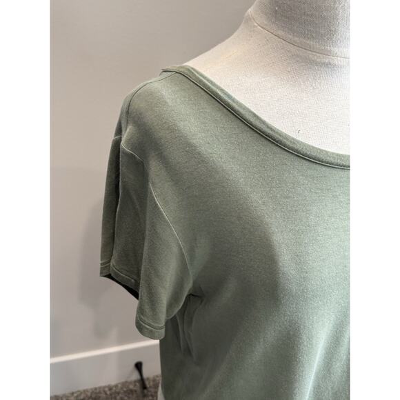American Eagle Soft & Sexy Green Crop Tee Top Open Criss Cross Strap Back Medium - Picture 2 of 10